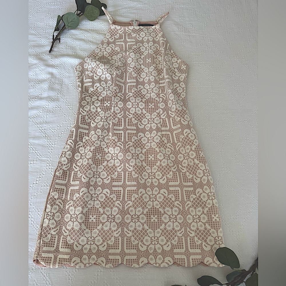 Forever21 Cream Lace Spaghetti Strap Cocktail Dress